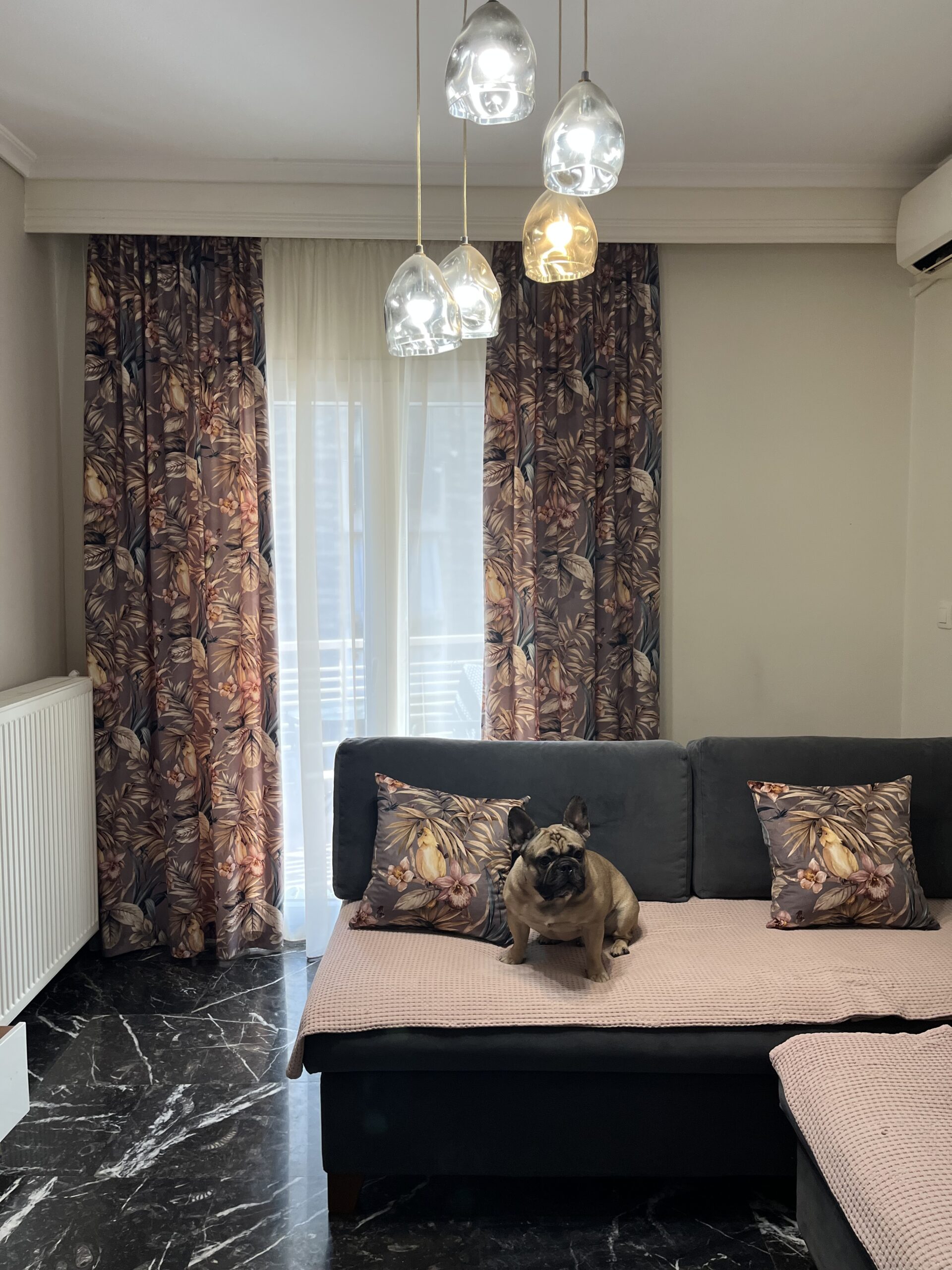 ΚΟΥΡΤΙΝΕΣ ΚΑΙ ΡΙΝΤΟ NANI NANI HOME κουρτίνες-ριντό-τοποθετημένες-σε-σαλόνι-με-σκυλάκι